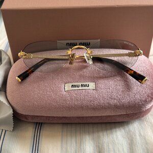 Miu Miu MUA54S Rimless Gold Oval Glasses Slim Designer Eyewear